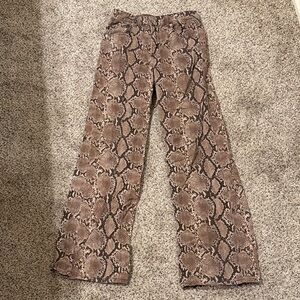 Divided Brown Snake Print Flare Jeans